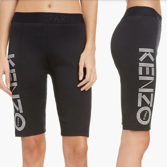 Kenzo Black Logo Sport Cyclist Shorts Cotton Stretch‎ Biker Shorts US size Small - Picture 1 of 13